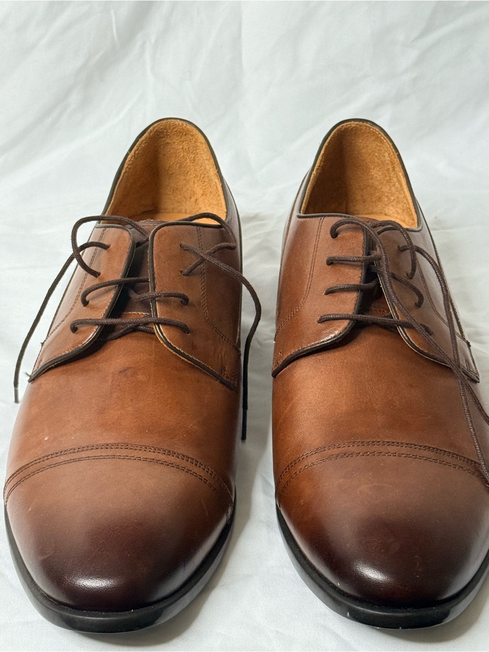 Warfield & Grand Brown Leather Cap-Toe Derby Shoes